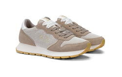 SNEAKER ALLY GLITTER TEXTILE IN MESH E SUEDE STONE